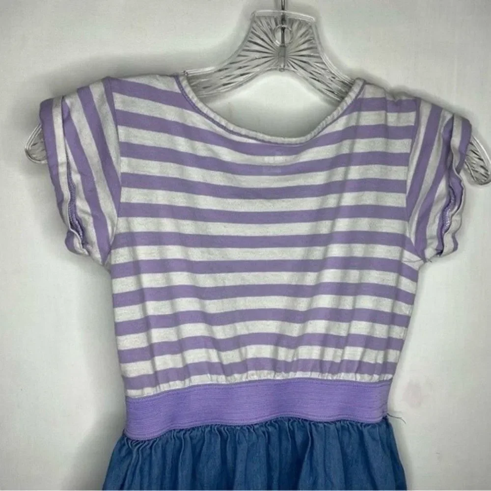 5/$15 Children's Place Purple White Blue Striped Sequin Heart Short Sleeve Play